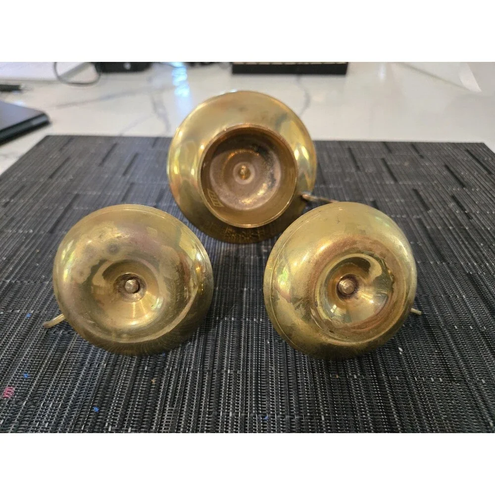 S/3 Vintage Brass Chamberstick Candle Holders